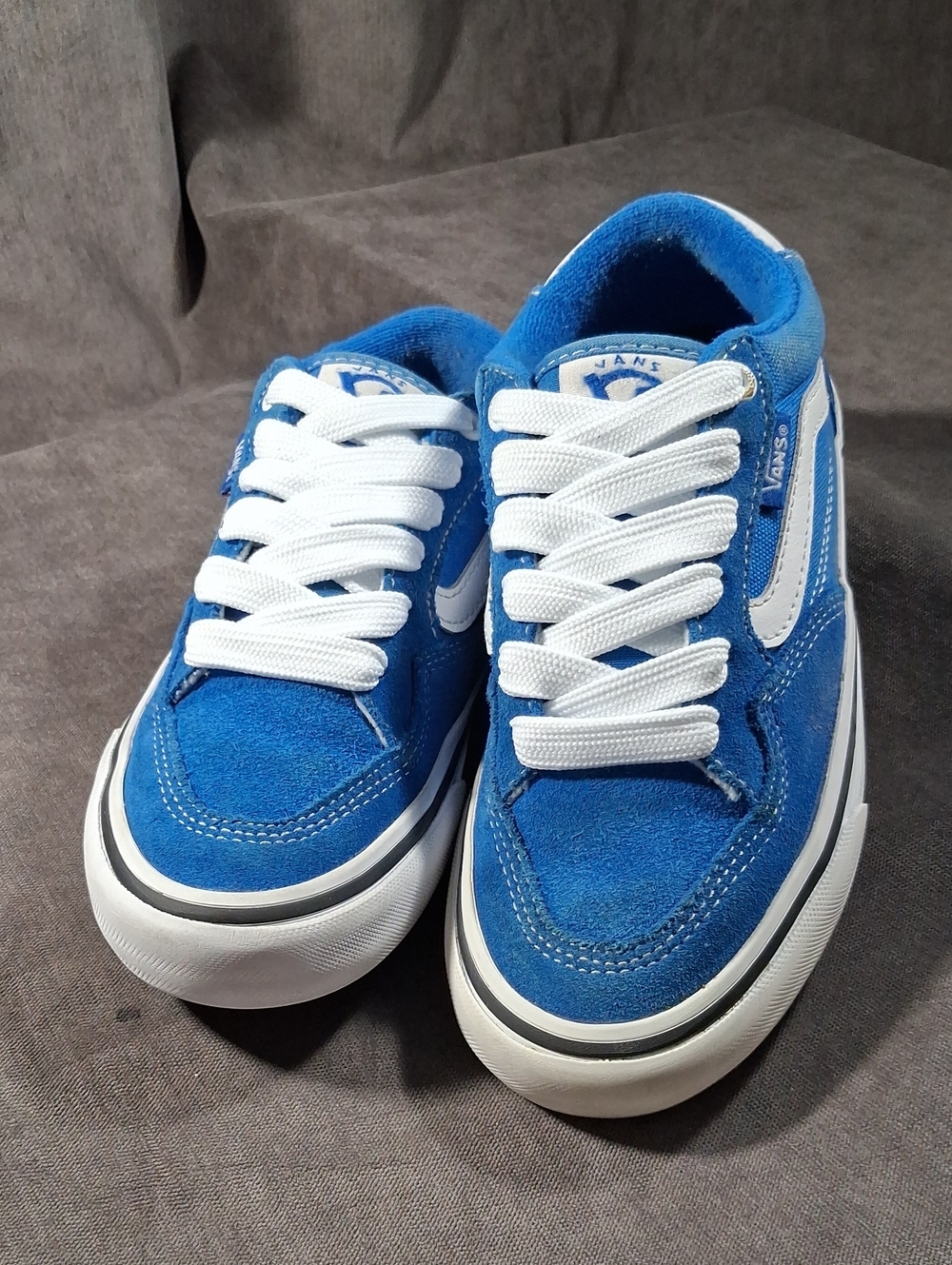 Vans Rowan Pro Blue Suede Canvas Lace Up + No Tie Slip On Sneakers G- US 5